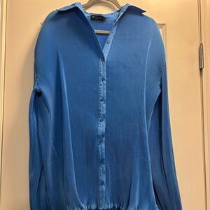 PrettyLittleThing Blue Button Down Shirt Size Small Tall